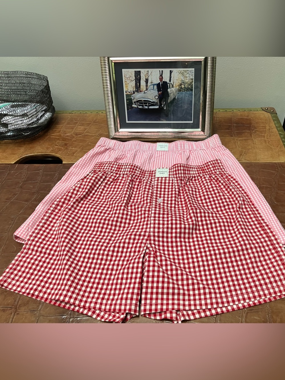 AMERICAN EAGLE Gingham boxers (2) in medium. 100% Cotton